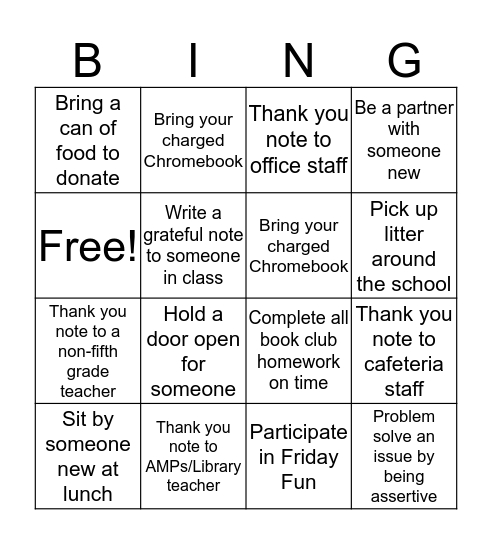 Winter Bingo Card