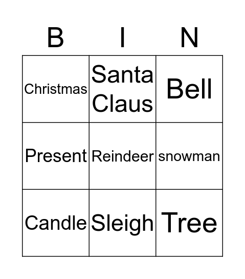 Christmas Bungo Bingo Card