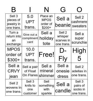 828 BINGO DECEMBER WEEK 1 Bingo Card