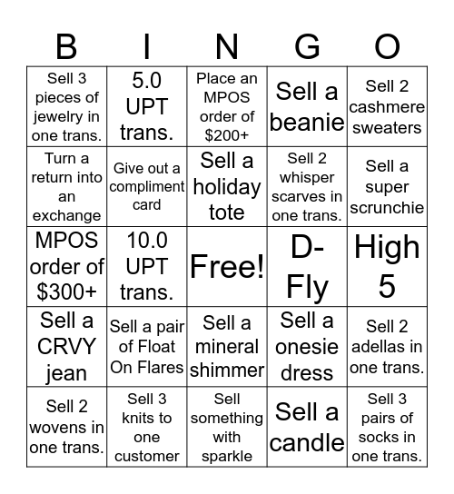 828 BINGO DECEMBER WEEK 1 Bingo Card