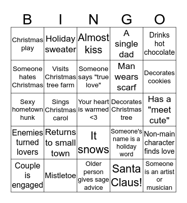 Hallmark Movie BINGO Card