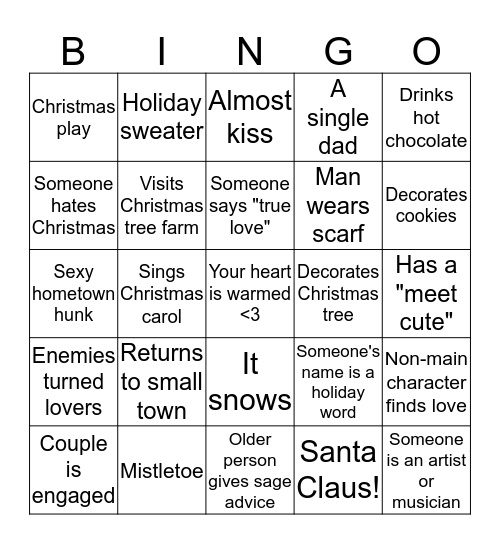 Hallmark Movie BINGO Card