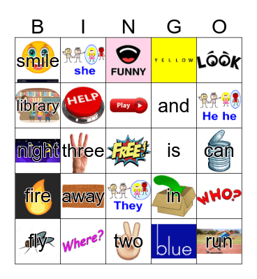 Sight Words Bingo Card