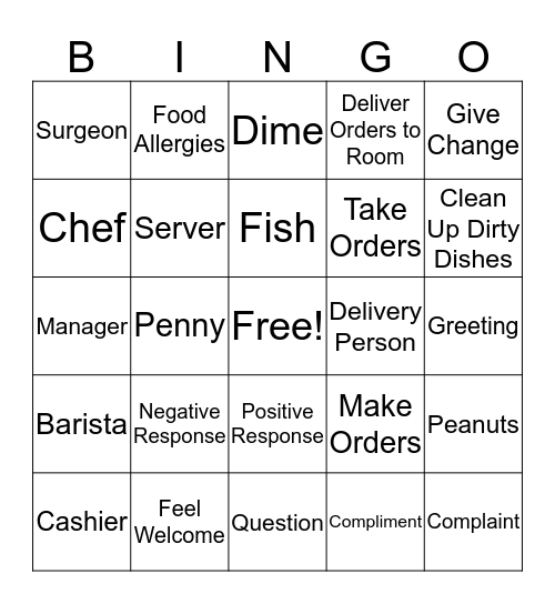 Job Bingo Card