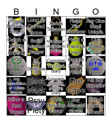 OSRS Bingo Card 1 Bingo Card