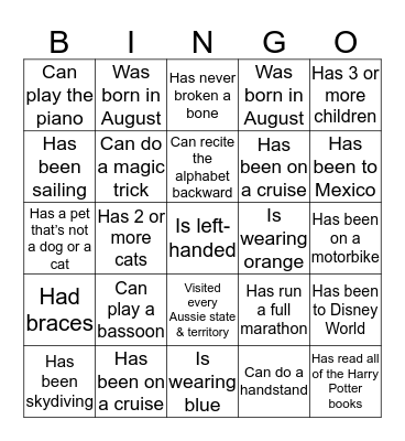 Find someone who... Bingo Card