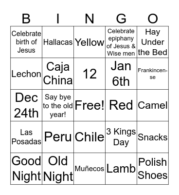 Holiday Bingo  Bingo Card