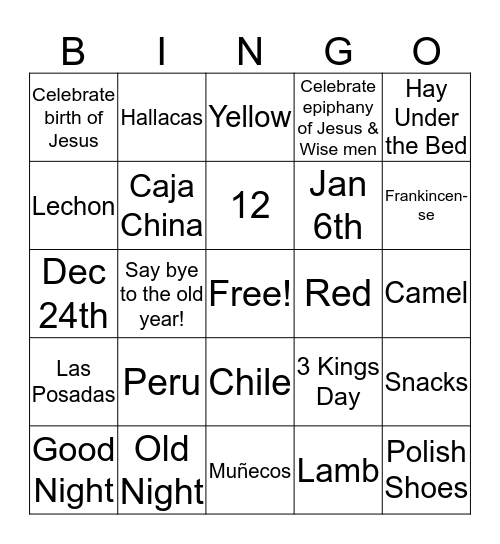 Holiday Bingo  Bingo Card