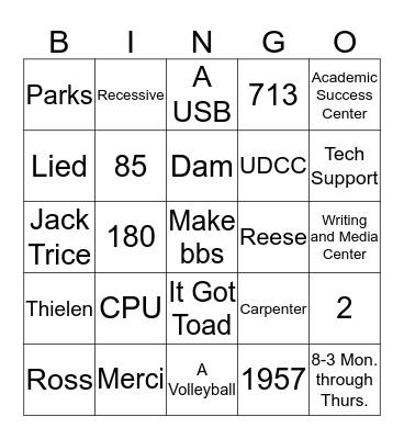 Helser Academic Bingo 2019 2 Bingo Card