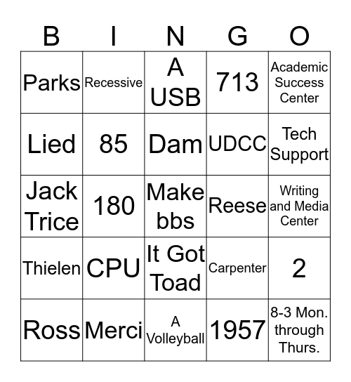 Helser Academic Bingo 2019 2 Bingo Card