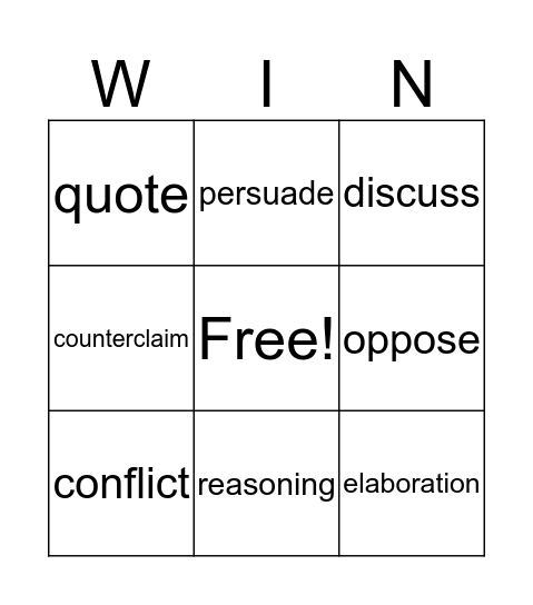 Debate Bingo Card
