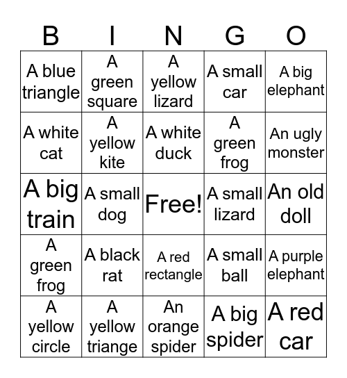 Animal and Toys Bingo - Super Minds 1 Bingo Card