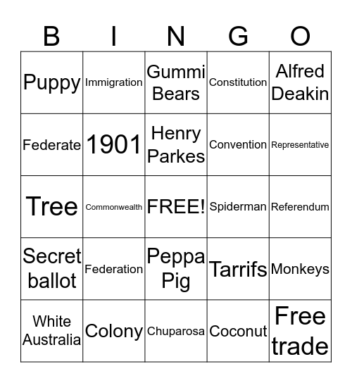 Federation Bingo Card