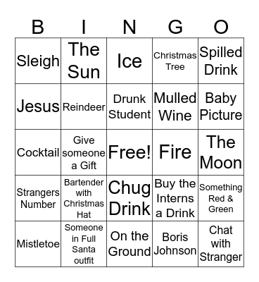Christmas Lunch Bingo 2019 Bingo Card