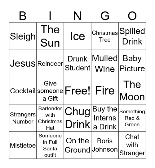 Christmas Lunch Bingo 2019 Bingo Card