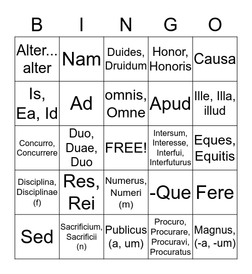 The Druids- Book 6 Chapter 13 Bingo Card