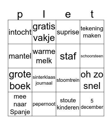 sint en piet bingo  Bingo Card