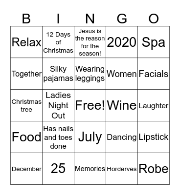 Ladies Night Bingo Card