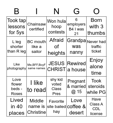 Find Your Sister Who......... Bingo Card