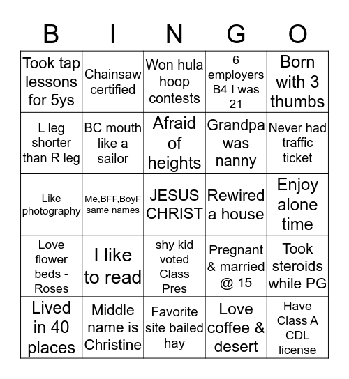Find Your Sister Who......... Bingo Card