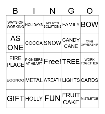 Primetals Technologies Christmas Bingo Card