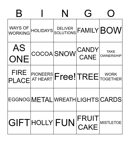 Primetals Technologies Christmas Bingo Card