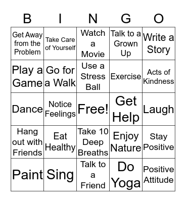 Coping Skills BINGO  Bingo Card