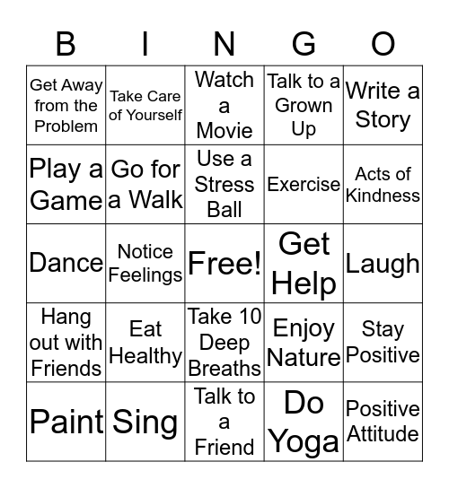 Coping Skills BINGO  Bingo Card