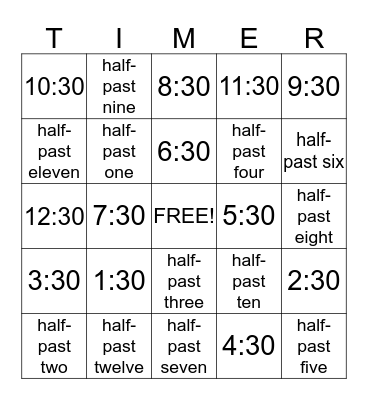 What Time Is It? Bingo Card