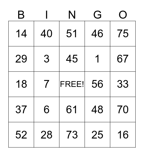 Birthday Party Bingo Card