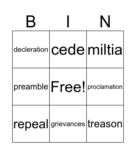 set 3 unit 4 bingo Card