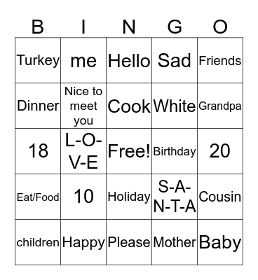 ASL Bingo Card