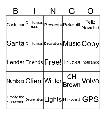 CHB Bingo  Bingo Card