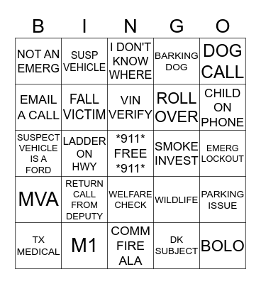 DISPATCH BINGO Card