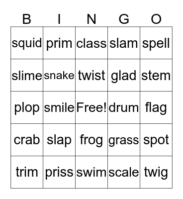 Blends Bingo Card