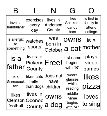 Find Someone Who... Bingo Card