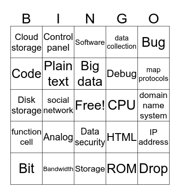 Computer Science Vocabulary Bingo Card