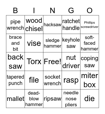 AG tool bingo Card
