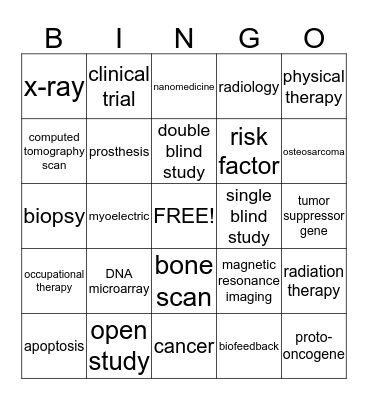 Medical Interventions Unit 3 - How To Conquer Cancer Bingo Card