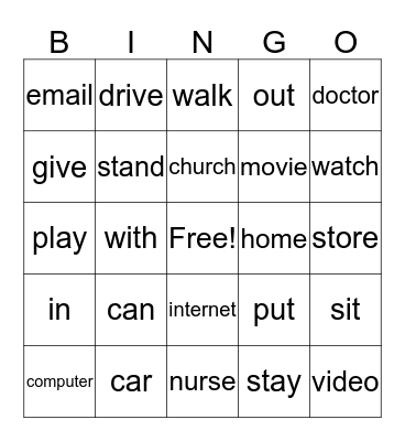 Lesson #5 BINGO Card