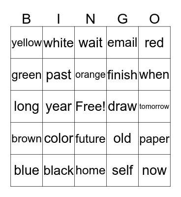 Lesson #6 BINGO Card