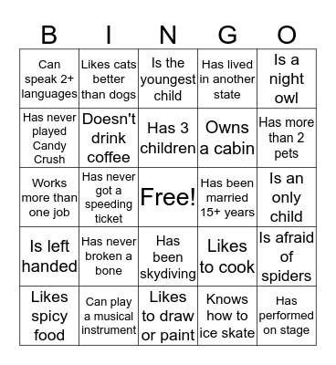 Icebreaker: Find Someone Who Bingo Card