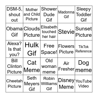 Depression Presentation Bingo Card