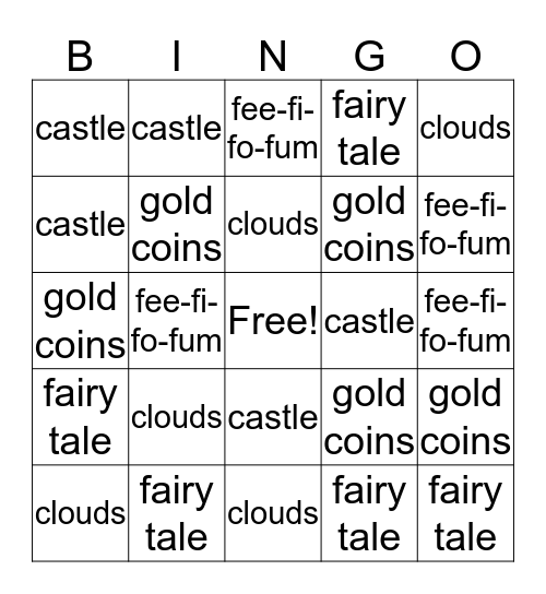 Jack and the Beanstalk Bingo Card