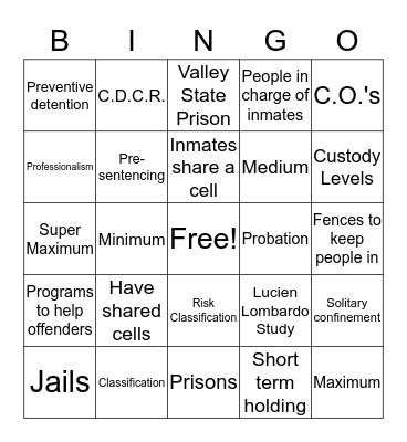 Chapter 12 Bingo Card