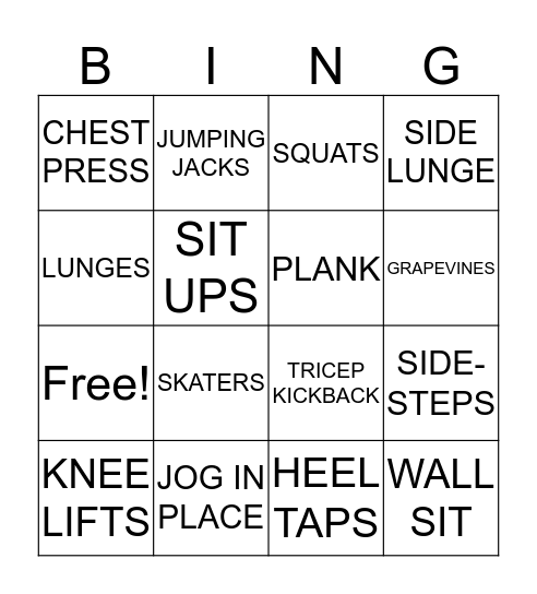 ADVENT MOVES Bingo Card