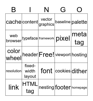 Web Design Bingo Card