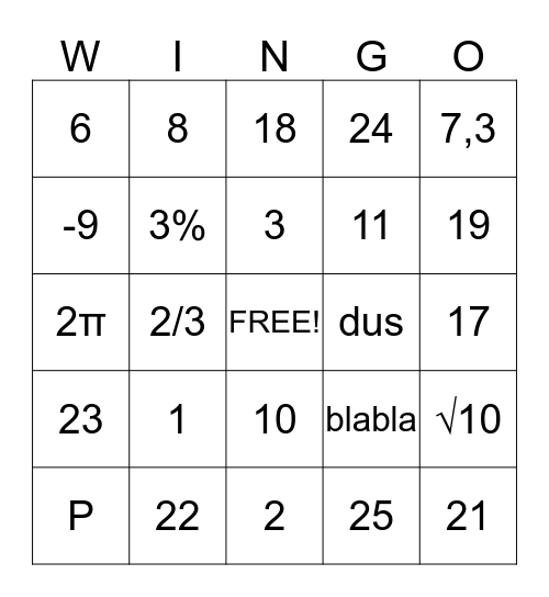 Gymnasium Felisenum Bingo Card