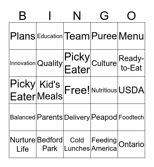 Nurture Life Holiday Bingo Card