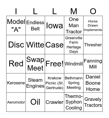 RUSTY JUNK Bingo Card